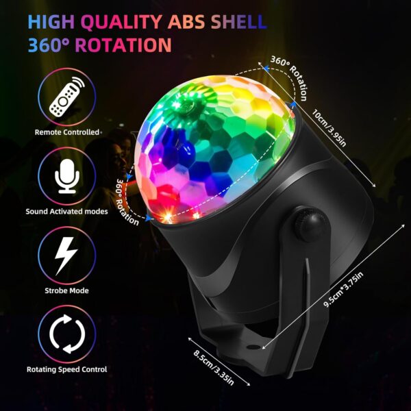 Gorkue DJ Disco Ball, Party Lights Sound Activated with Remote, Strobe Light for Home Room Dance Birthday Party Supplies, Stage Lamp for New Years Birthday Halloween Christmas...