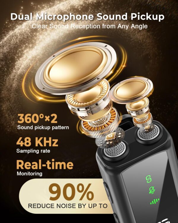 GRENARO Mic for YouTube Wireless with 48H Charging Case, 3-Level Noise Cancellation Mic Wireless for Android/iOS, Dual Lapel Microphone for Recording, Facebook, Live Stream
