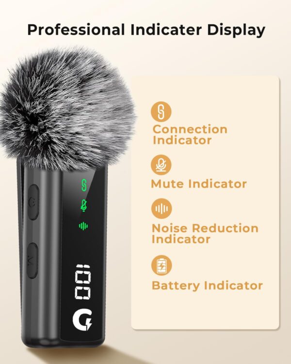 GRENARO Mic for YouTube Wireless with 48H Charging Case, 3-Level Noise Cancellation Mic Wireless for Android/iOS, Dual Lapel Microphone for Recording, Facebook, Live Stream