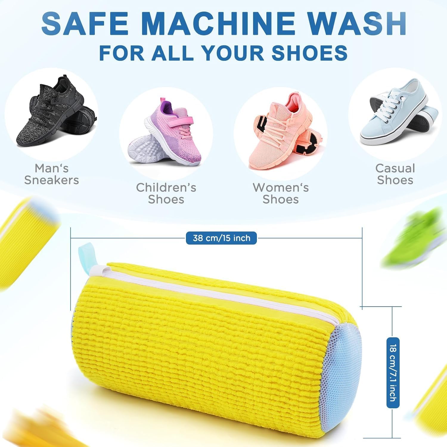 HOKAL Shoe Bag Washing Machine, Invisible Zipper Side Opening Shoe Washing Bag for Washer and Dryer, Shoe Laundry Bags for Sneakers, Reusable Shoe Cleaning Bag for All Shoe...