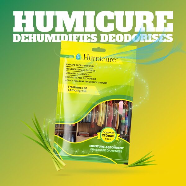 Humicure Moisture Absorber Dehumidifier | 500ml Absorption Capacity | Prevents Mold, Dampness & Odor in Wardrobe, Bathroom, Kitchen & Bedroom | 220g x 3 (Fragrance Combo)