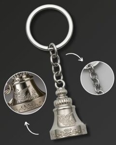 Iqnex guardian bell for bike Tibetan Key Chain Good Luck Key Chain For Bike key ring Positivity | Antique Finish | 10 CM Dragon & Bird Engravings for bike