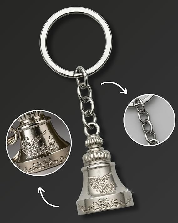 Iqnex guardian bell for bike Tibetan Key Chain Good Luck Key Chain For Bike key ring Positivity | Antique Finish | 10 CM Dragon & Bird Engravings for bike