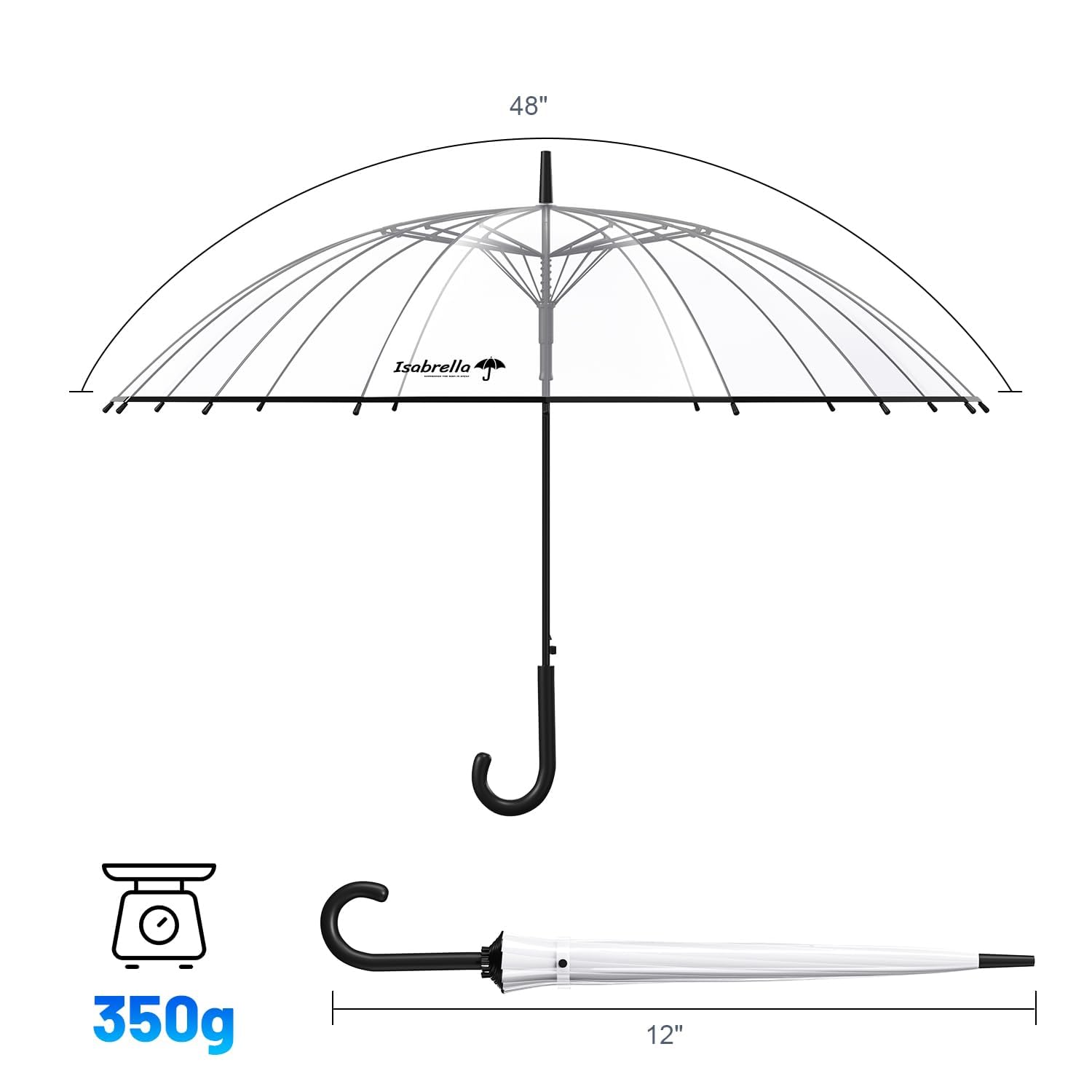 ISABRELLA Transparent Umbrella for Women – Large Clear Dome Umbrella with Strong Frame & Premium POE Material – Stylish Rain umbrella for Wedding Photography & Outdoor Use