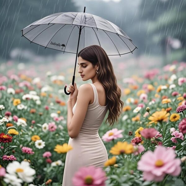 ISABRELLA Transparent Umbrella for Women – Large Clear Dome Umbrella with Strong Frame & Premium POE Material – Stylish Rain umbrella for Wedding Photography & Outdoor Use