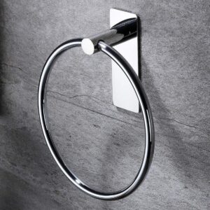 iSTAR Stainless Steel Self Adhesive Round Towel Ring | No Drilling Wall Mounted Bathroom Accessories | Durable Napkin Hand Towel Holder for Kitchen, Wash Basin, Home and Hotels...