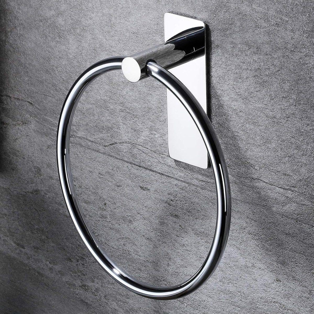 iSTAR Stainless Steel Self Adhesive Round Towel Ring | No Drilling Wall Mounted Bathroom Accessories | Durable Napkin Hand Towel Holder for Kitchen, Wash Basin, Home and Hotels...