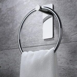 iSTAR Stainless Steel Self Adhesive Round Towel Ring | No Drilling Wall Mounted Bathroom Accessories | Durable Napkin Hand Towel Holder for Kitchen, Wash Basin, Home and Hotels...