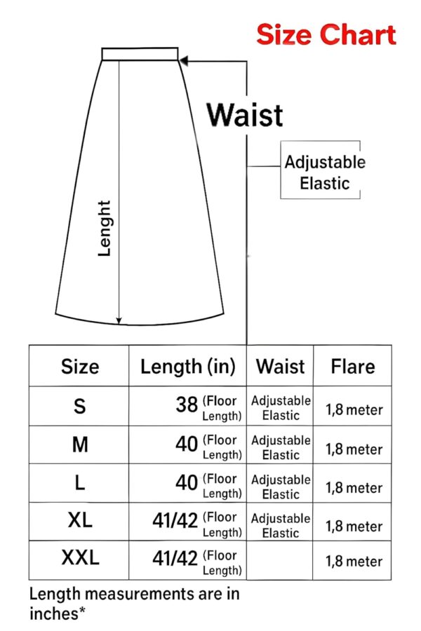 kaish Women's Charming Crepe Blooming Flared Long for Traditional Stitched A-line Flare Skirt for Girls with 1.8 Meter Flare 40 inch Height