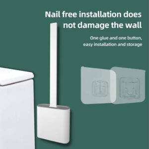 KASIVA Silicone Toilet Cleaning Brush Bathroom Cleaning Accessories Toilet Brush with Holder Stand Commode Cleaning Brush Closet Cleaning Brush Pot Cleaner Brush(White,Pack of 1)