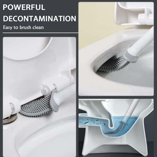 KASIVA Silicone Toilet Cleaning Brush Bathroom Cleaning Accessories Toilet Brush with Holder Stand Commode Cleaning Brush Closet Cleaning Brush Pot Cleaner Brush(White,Pack of 1)