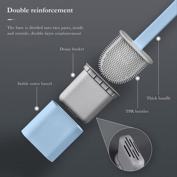 KASIVA Silicone Toilet Cleaning Brush Bathroom Cleaning Accessories Toilet Brush with Holder Stand Commode Cleaning Brush Closet Cleaning Brush Pot Cleaner Brush(White,Pack of 1)
