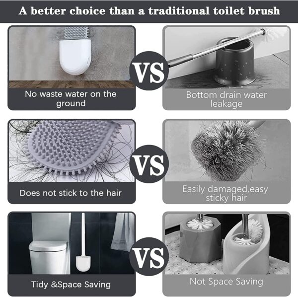 KASIVA Silicone Toilet Cleaning Brush Bathroom Cleaning Accessories Toilet Brush with Holder Stand Commode Cleaning Brush Closet Cleaning Brush Pot Cleaner Brush(White,Pack of 1)