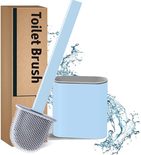 KASIVA Silicone Toilet Cleaning Brush Bathroom Cleaning Accessories Toilet Brush with Holder Stand Commode Cleaning Brush Closet Cleaning Brush Pot Cleaner Brush(White,Pack of 1)