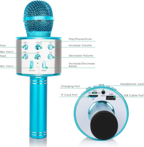 Kids Advance Handheld Wireless Singing Mike Multi-Function Bluetooth Karaoke Mic with Microphone Speaker for All Smart Phones (Black)