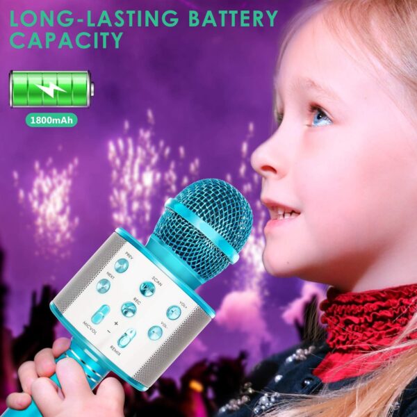 Kids Advance Handheld Wireless Singing Mike Multi-Function Bluetooth Karaoke Mic with Microphone Speaker for All Smart Phones (Black)