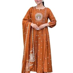 KLOSIA Women Printed Anarkali Kurta and Pant Set with Dupatta