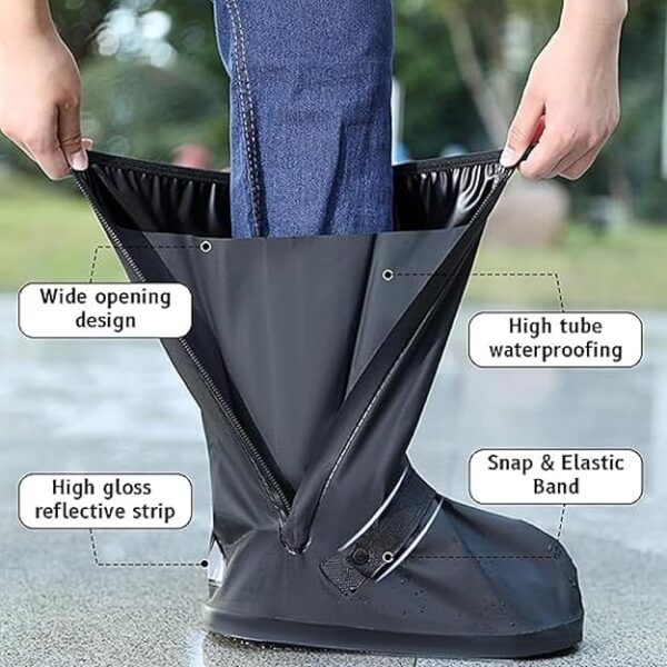 KRIDEZ Rain Boots Waterproof Anti-Snow Shoe Covers Reusable Rain Boots Protective Gear for Men and Women Galoshes Black