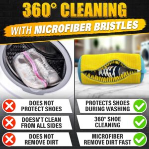KUPSKIDZ® Shoes Washing Machine Bag for Washer and Dryer Reusable Shoe Cleaning Bag for Sneaker Tennis Unstain Cleaner Kit Invisible Zipper Side Opening Laundry Washing
