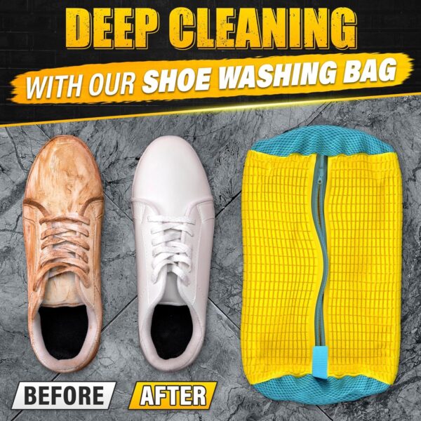 KUPSKIDZ® Shoes Washing Machine Bag for Washer and Dryer Reusable Shoe Cleaning Bag for Sneaker Tennis Unstain Cleaner Kit Invisible Zipper Side Opening Laundry Washing