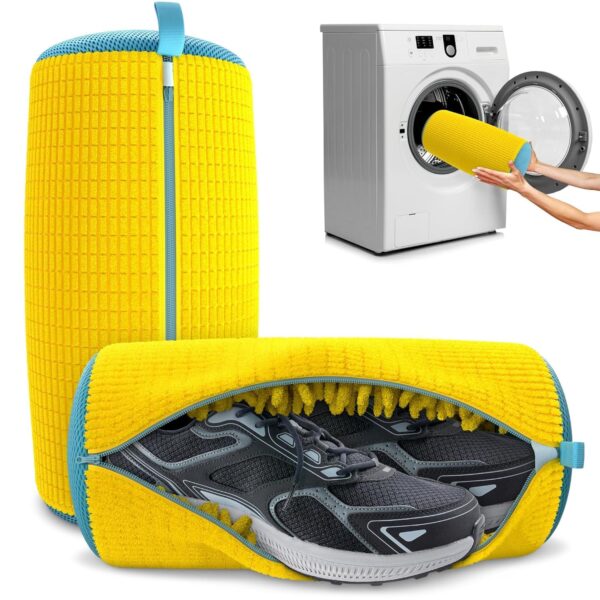 KUPSKIDZ® Shoes Washing Machine Bag for Washer and Dryer Reusable Shoe Cleaning Bag for Sneaker Tennis Unstain Cleaner Kit Invisible Zipper Side Opening Laundry Washing