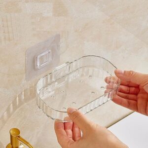 Leawall Transparent Soap Holder for Bathroom – Self-Adhesive Wall-Mounted Soap Case, Durable Bathroom Organizer – No Drill Soap Dispenser for Wash Basin, Soap Stand for Bathroom...