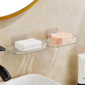 Leawall Transparent Soap Holder for Bathroom – Self-Adhesive Wall-Mounted Soap Case, Durable Bathroom Organizer – No Drill Soap Dispenser for Wash Basin, Soap Stand for Bathroom...