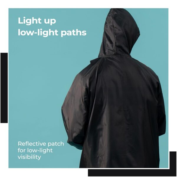 Lifelong Men's Polyester Waterproof Standard Length Raincoat Double layered Reversible Rain Suit With Hood & Inner Mobile Pocket, Set Of Top And Bottom-(L, Black)