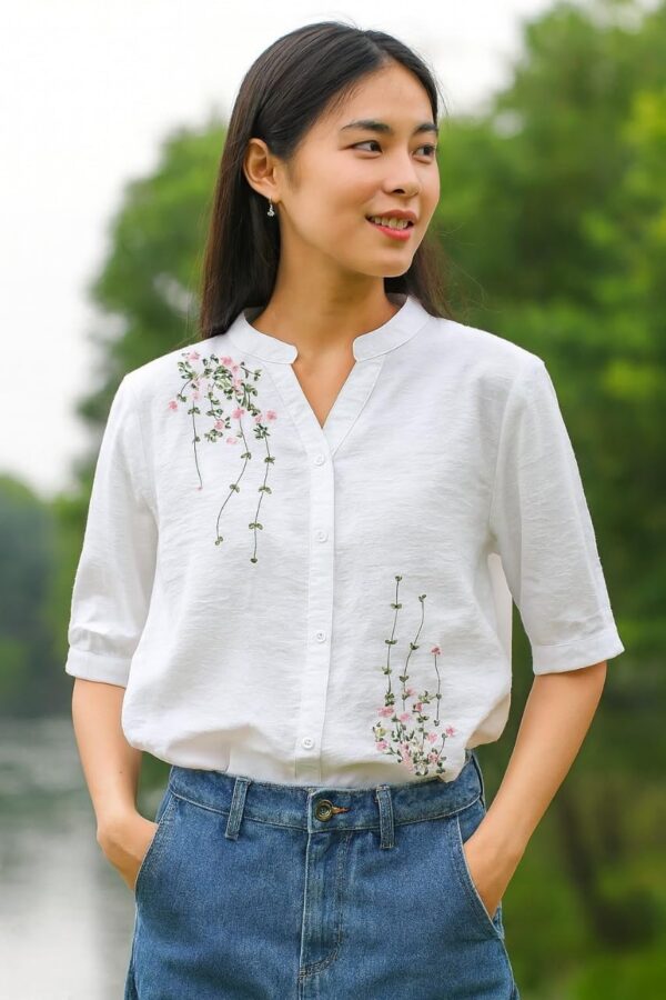 LITZO Shirts for Women â€“ Korean Style Long Sleeve Oversized Button Down | Plus Size Workwear Top for Office & Casual Wear (L-98-101)