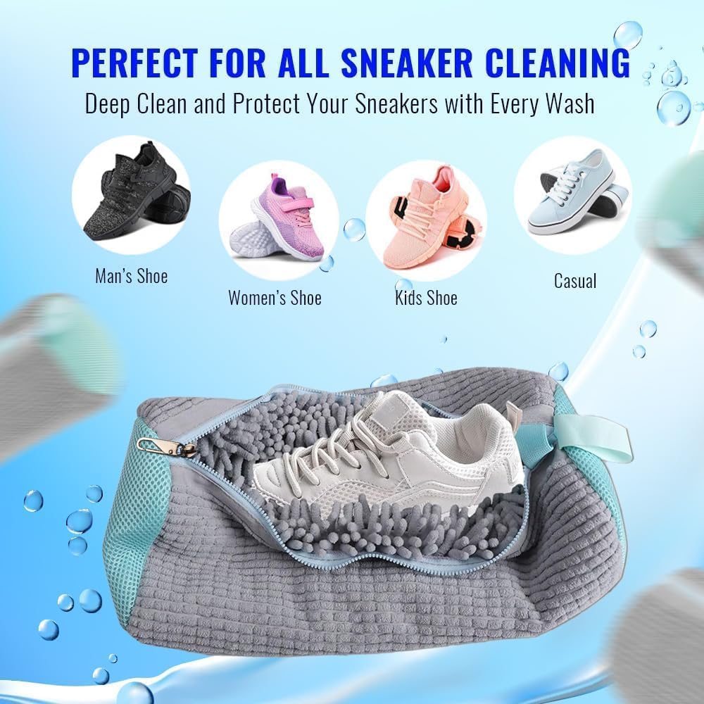 LivTee Shoe Washing Machine Bag Laundry Shoe Bag for Washer & Dryer, Reusable with Durable Zipper for Sneakers & Delicates 360° Deep Cleaning Washable Laundry Organizer Bag...