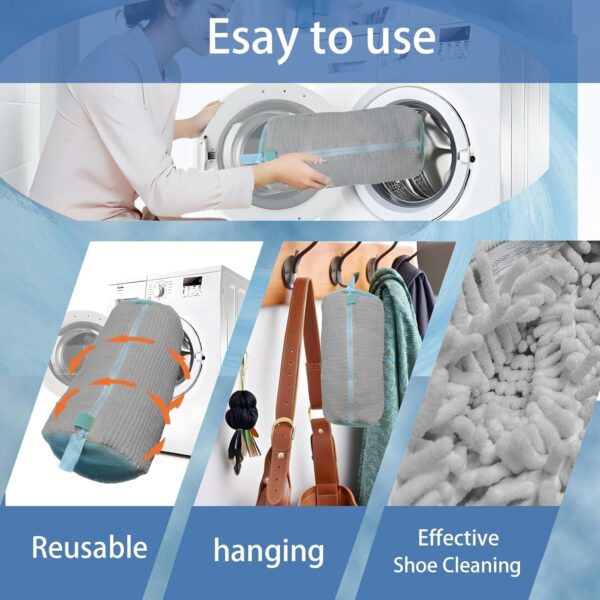 LivTee Shoe Washing Machine Bag Laundry Shoe Bag for Washer & Dryer, Reusable with Durable Zipper for Sneakers & Delicates 360° Deep Cleaning Washable Laundry Organizer Bag...