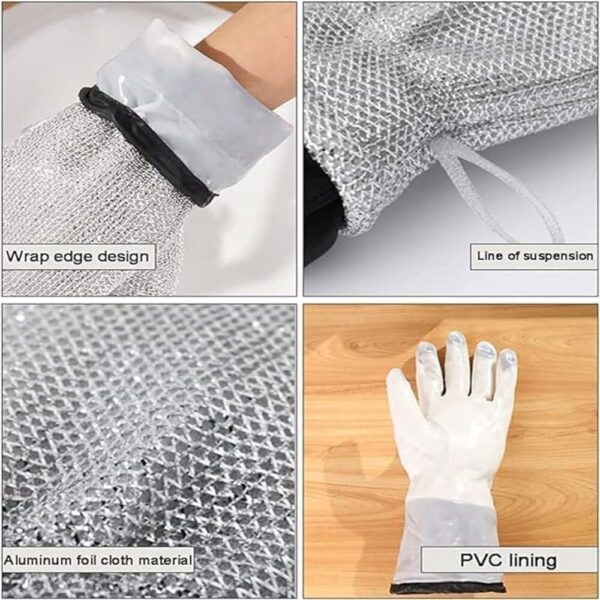 Lommy Wire Dishwashing Gloves – Stainless Steel Scrubber Gloves for Washing Dishes & Utensils, Non-Scratch, Multipurpose Cleaning Gloves, Machine Washable, Reusable Kitchen...