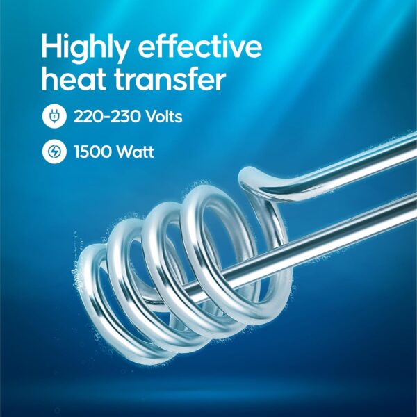 Longway LWIR01 1500W Immersion Water Heater | Anti-Corrosive & Shockproof Immersion Rod with Fast Heating Coil Technology | Nickel Plated | ISI Certified | 2 Year Replacement...