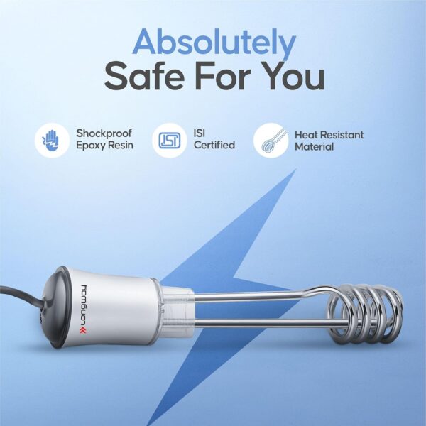 Longway LWIR01 1500W Immersion Water Heater | Anti-Corrosive & Shockproof Immersion Rod with Fast Heating Coil Technology | Nickel Plated | ISI Certified | 2 Year Replacement...