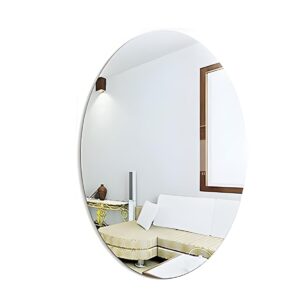 Luxora Oval Shape Adhesive Mirror Sticker for Wall on Tiles Bedroom Living Room Basin Mirror Bathroom Wall Mirror Both Side Sticker Acrylic Wall Mirror for Wall Full Length