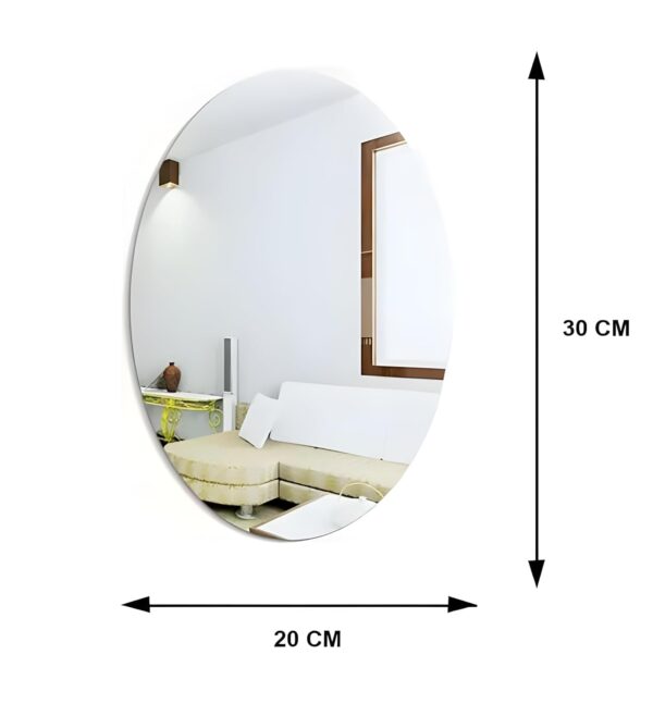 Luxora Oval Shape Adhesive Mirror Sticker for Wall on Tiles Bedroom Living Room Basin Mirror Bathroom Wall Mirror Both Side Sticker Acrylic Wall Mirror for Wall Full Length