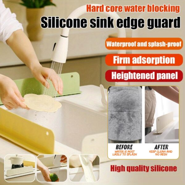 MEKQO Sink Anti-Splash Baffle | Countertop Silicone Suction Cup | Splash Guard, Kitchen Water Baffle Plate Splash Guard | Anti-Splatter Board | Flexible Blocking Barrier |...