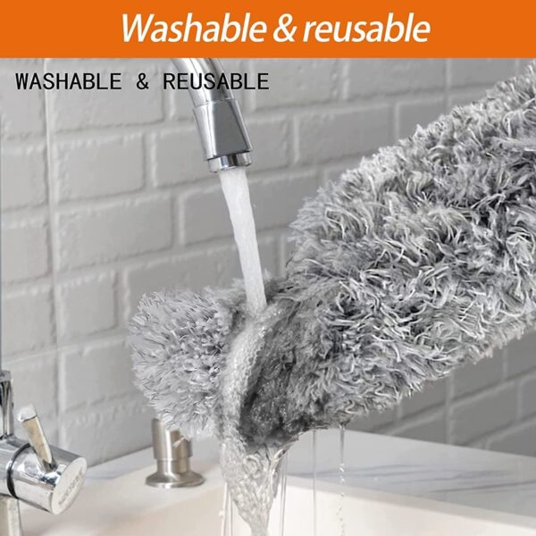 Microfiber Feather Duster Fan Cleaner Mop with Extendable Pole 100 Inch Anti Scratch Bendable Head Brush for High Cobweb Stick Ceiling,High Ceiling Fans,Window Blinds,Furniture...