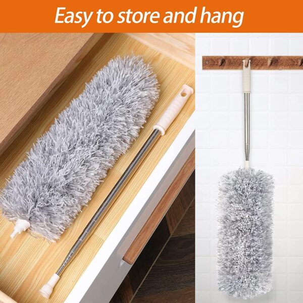 Microfiber Feather Duster Fan Cleaner Mop with Extendable Pole 100 Inch Anti Scratch Bendable Head Brush for High Cobweb Stick Ceiling,High Ceiling Fans,Window Blinds,Furniture...