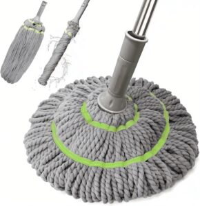 Microfiber Floor Cleaner, Self-Twisting Mop with Metal Handle, Twist Mop, Hands-Free Dry & Wet Floor Cleaner, Quick Rinse & Dry Design, Microfiber Absorbent, Commercial Home...