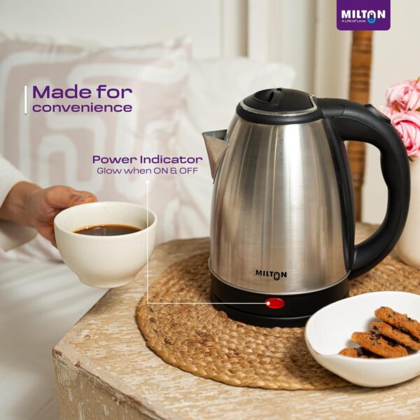 Milton Rapid Electric Kettle 1.8L | 1500 Watts | Stainless Steel Hot Water portable Electric Kettle for Home, Office | Auto Cut-Off with Wide Mouth | Cool-touch Handle and...