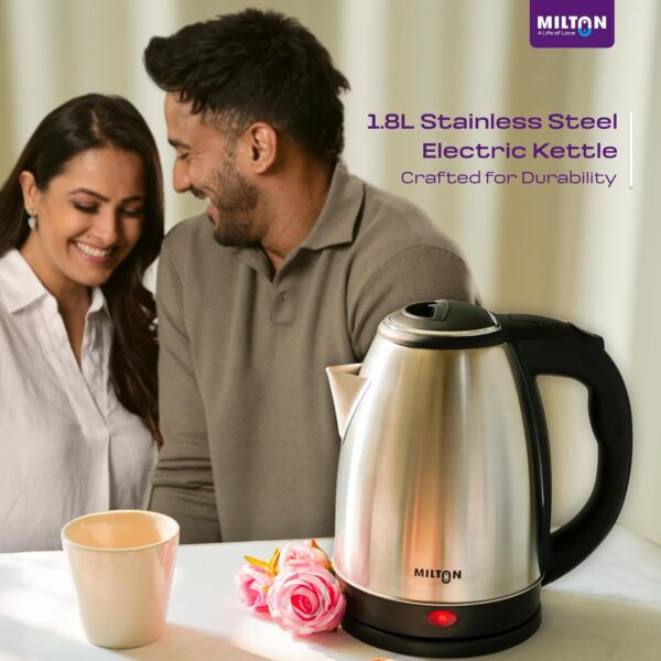 Milton Rapid Electric Kettle 1.8L | 1500 Watts | Stainless Steel Hot Water portable Electric Kettle for Home, Office | Auto Cut-Off with Wide Mouth | Cool-touch Handle and...