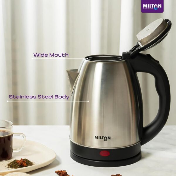 Milton Rapid Electric Kettle 1.8L | 1500 Watts | Stainless Steel Hot Water portable Electric Kettle for Home, Office | Auto Cut-Off with Wide Mouth | Cool-touch Handle and...