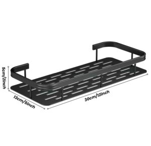 Misamo Enterprise Bathroom Wall Shelf Organiser, 30 cm, Adhesive Mount Storage Rack with Installation Kit (Shelf-Black, Pack of 2)