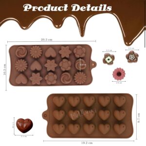 MoldBerry Silicone Chocolate Moulds Set of 2 | Heart & Flower Shape Candy Molds for Chocolate, Jelly, Gummies | Flexible, Non-Stick, Reusable Baking Trays | Mini Silicone Molds...