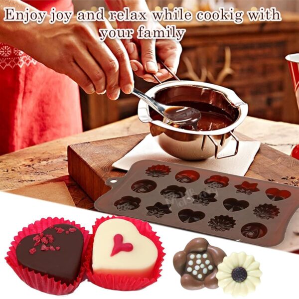 MoldBerry Silicone Chocolate Moulds Set of 2 | Heart & Flower Shape Candy Molds for Chocolate, Jelly, Gummies | Flexible, Non-Stick, Reusable Baking Trays | Mini Silicone Molds...