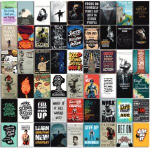 Moment Prints Set of 54 Motivational Inspirational Wall Collage Kit Posters - 4x6 Inches, 300 GSM Matte Finish, Double-Side Tape, Cardstock Included - Perfect for Office, Gym,...