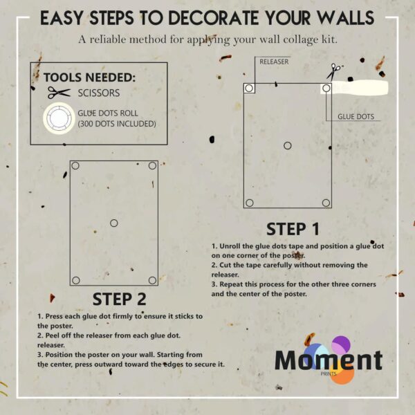 Moment Prints Set of 54 Motivational Inspirational Wall Collage Kit Posters - 4x6 Inches, 300 GSM Matte Finish, Double-Side Tape, Cardstock Included - Perfect for Office, Gym,...