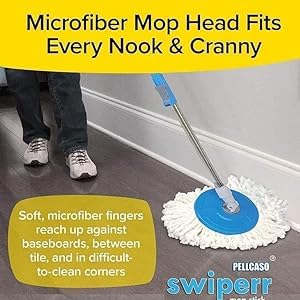 mop Stick Rod only Spin Mop Stick Rod with 1 Microfiber Refill Standing Magic Pocha with Easy Grip Handle