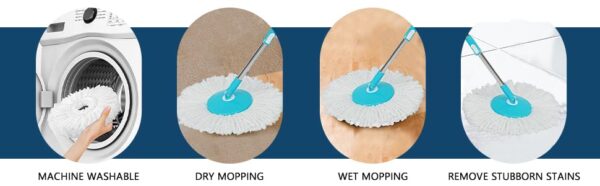 mop Stick Rod only Spin Mop Stick Rod with 1 Microfiber Refill Standing Magic Pocha with Easy Grip Handle